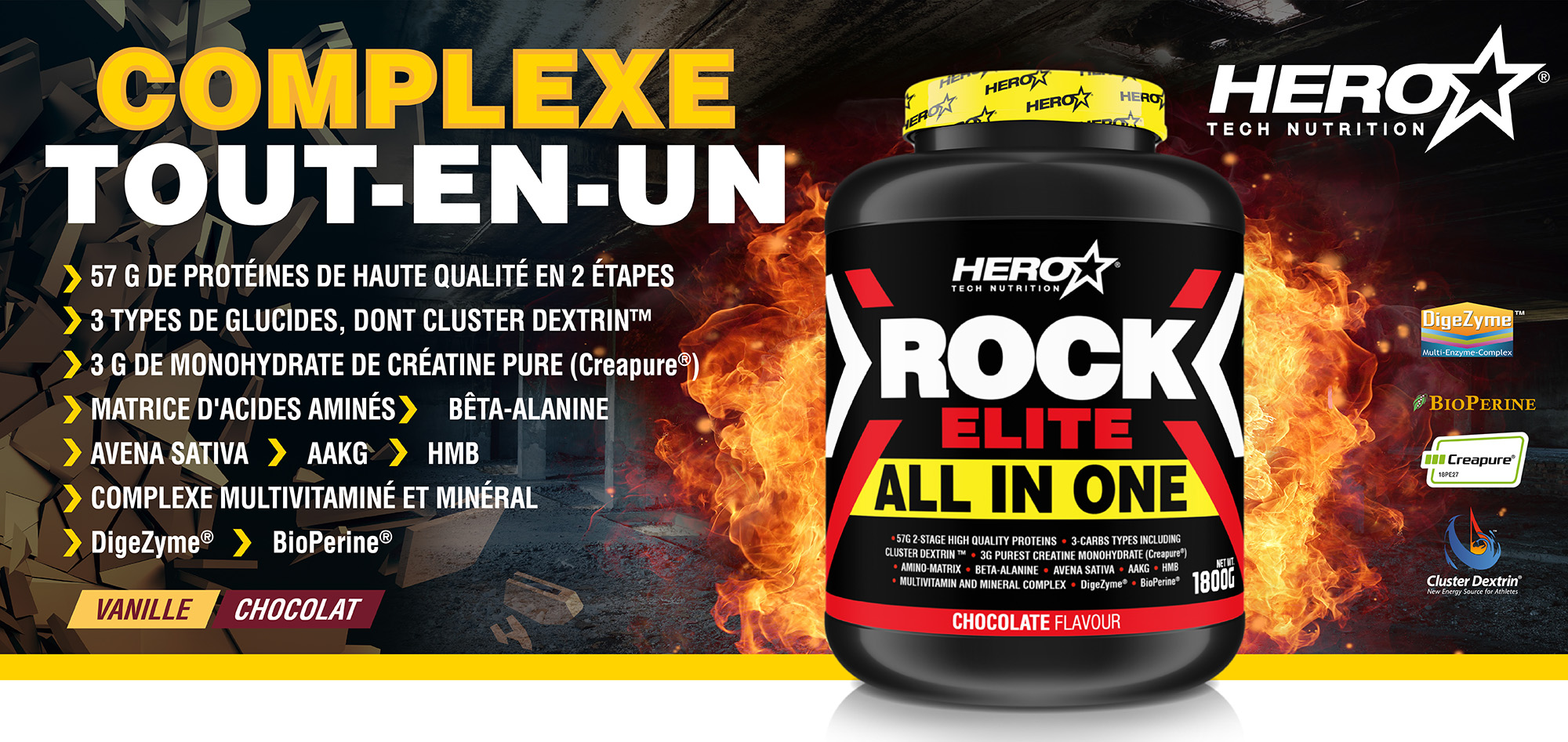 ROCK ELITE ALL IN ONE HERO TECH NUTRITION MUSCLE MASS GROWTH herotechnutrition